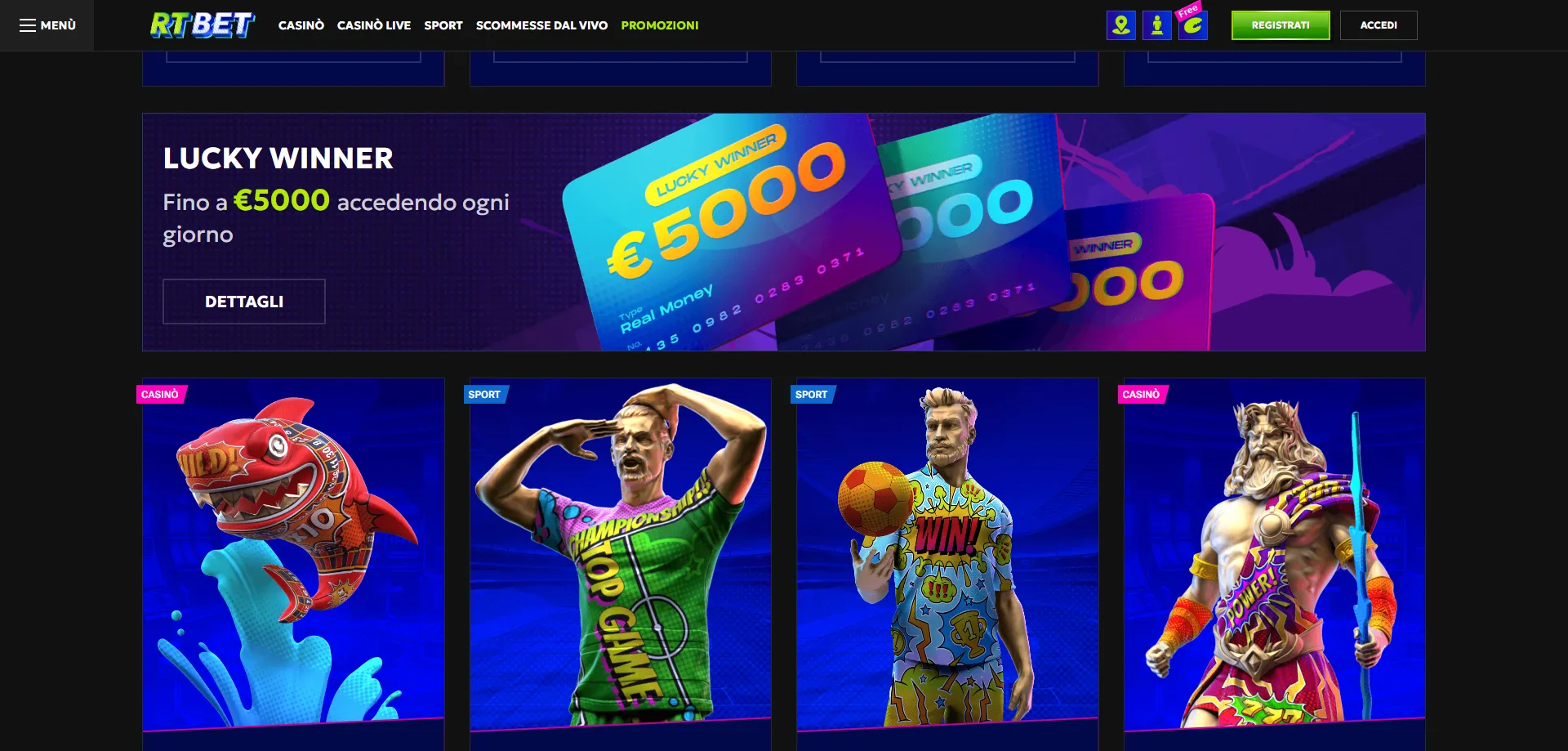 RTbet promozioni ricorrenti cashback e programma VIP per giocatori fedeli