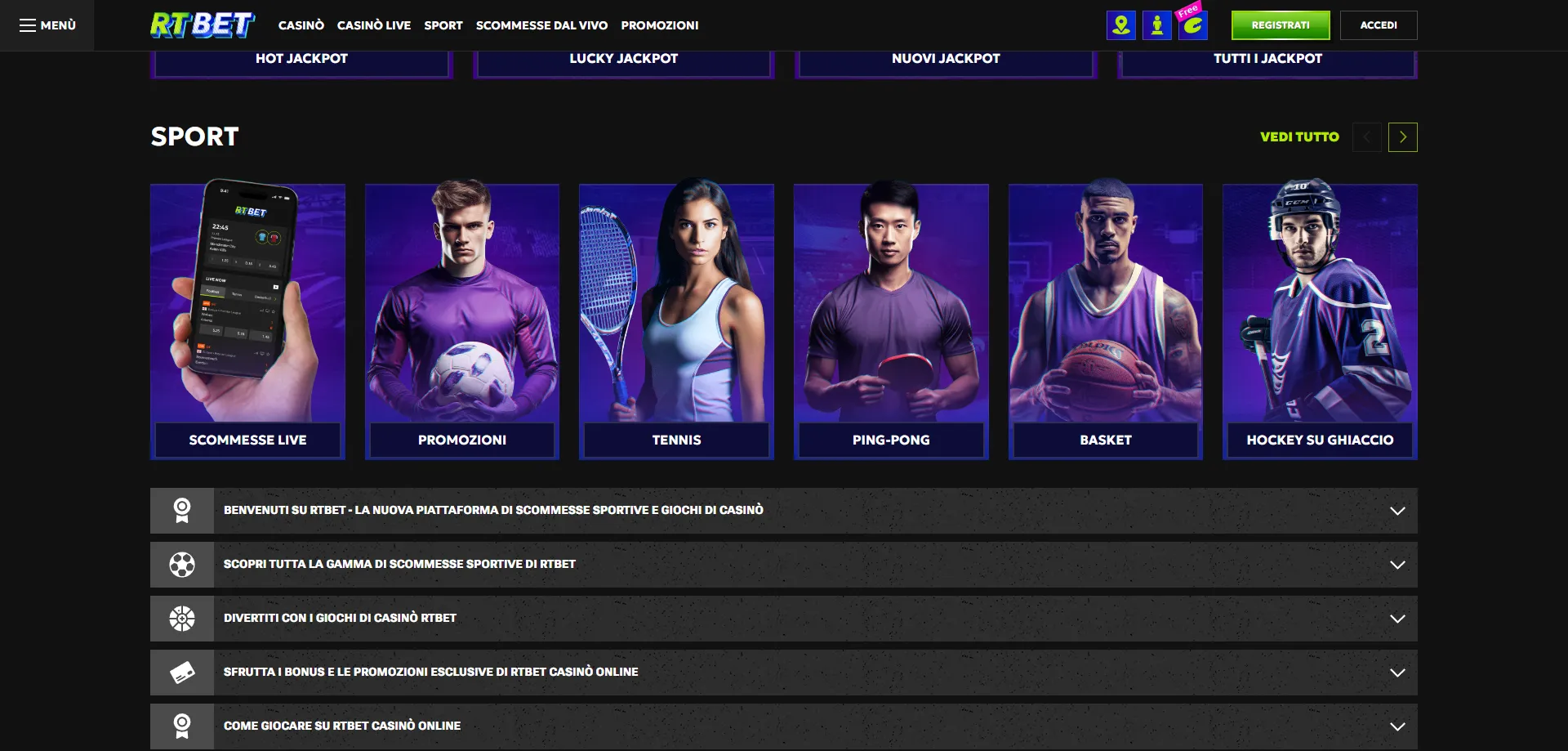 RTbet Casino metodi di pagamento e prelievo rapido in Italia