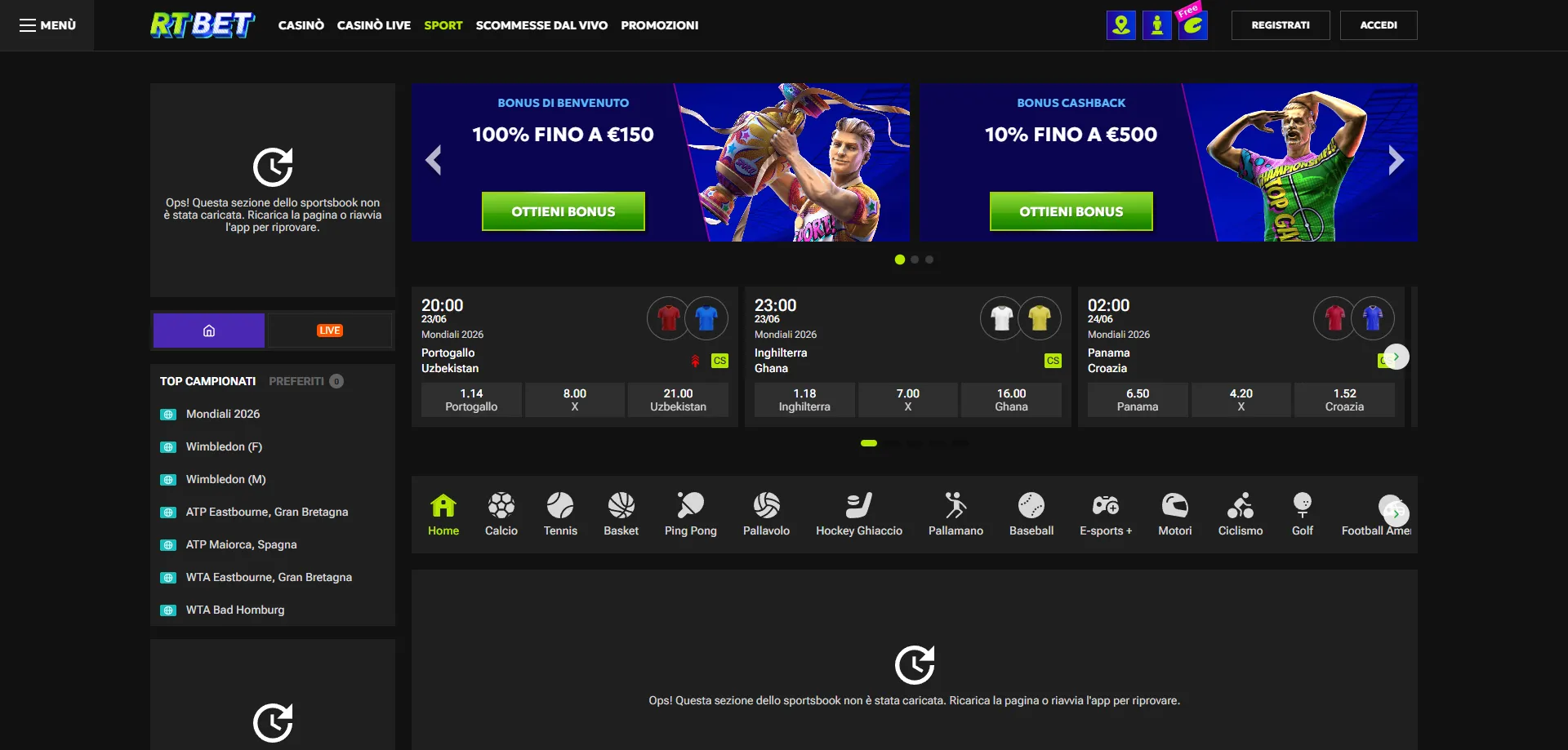 RTbet casin&ograve; dal vivo con croupier reali e game show in diretta